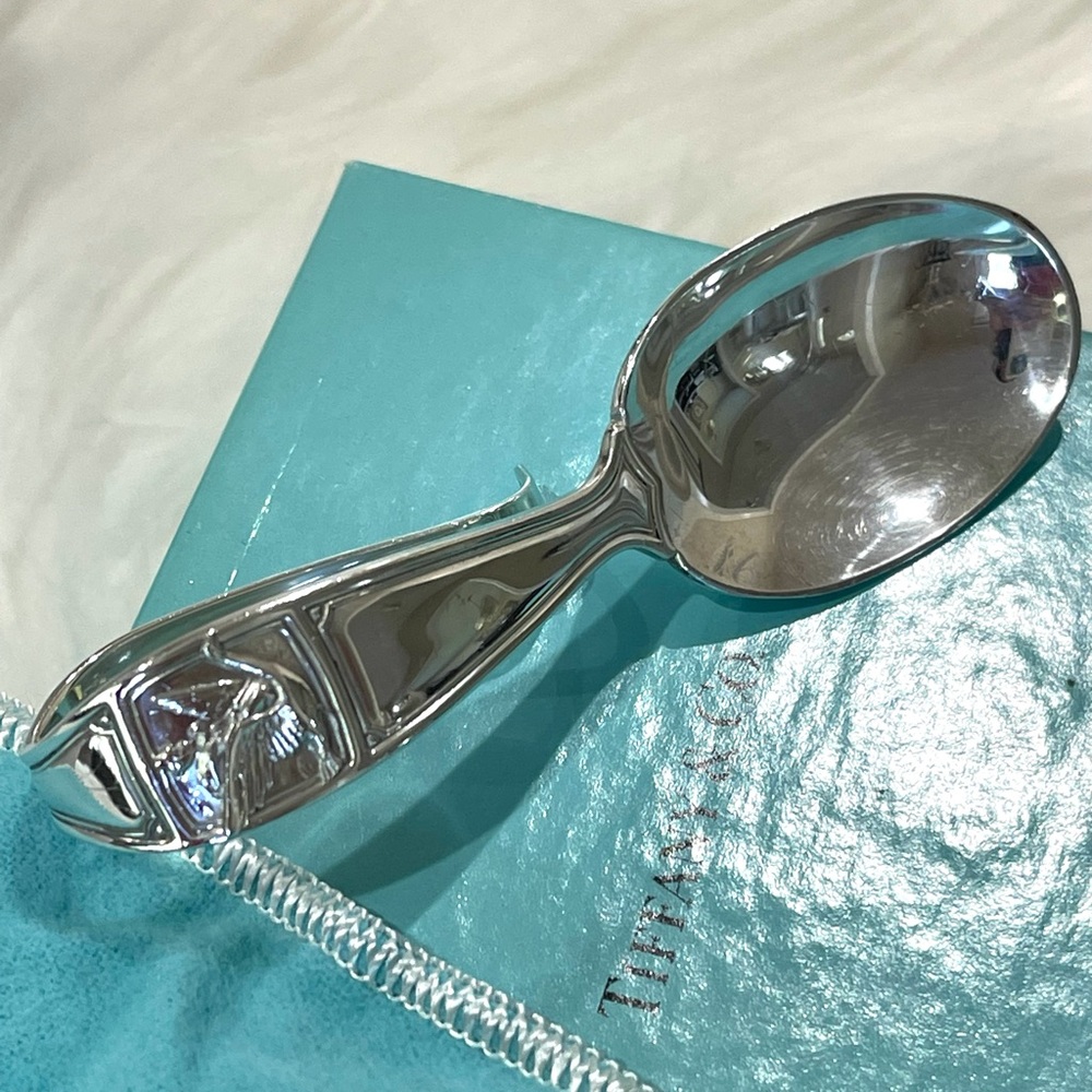 TIFFANY & Co BABY SPOON Mother Goose loop STERLING SILVER with box + pouch - Picture 2 of 15